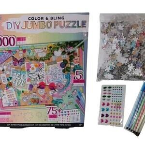 Color & Bling DIY Jumbo Kids Puzzle Design Kit 1000pc Gems Markers Gift Easter